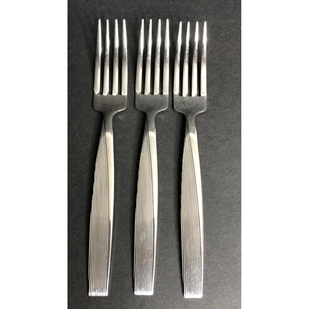 Michael Lloyd MLL5 Stainless Glossy Ridges Fork Spoon Knife Set of 12 Pieces